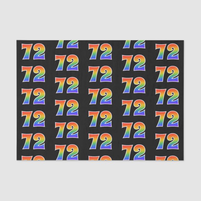 Fun Rainbow Spectrum Pattern "72" Event Number Tissue Paper (Front)