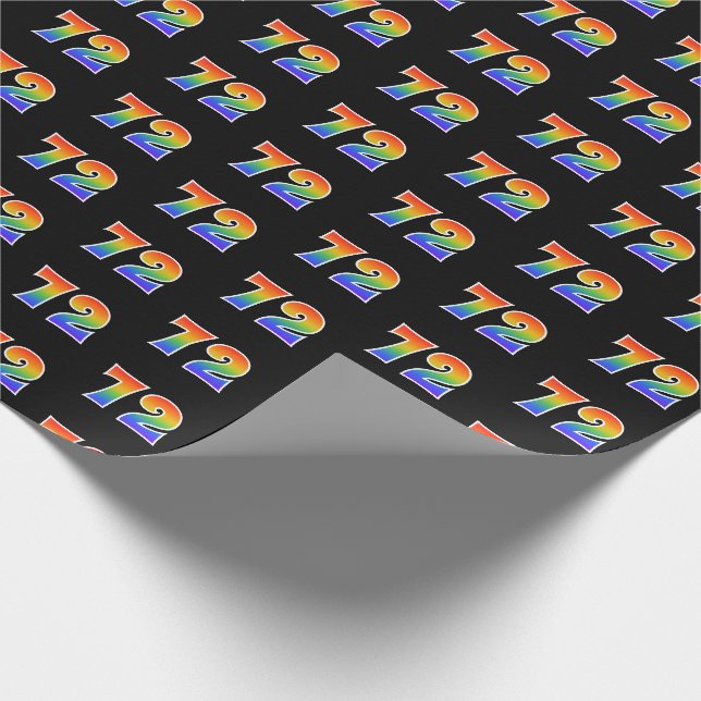 Fun Rainbow Spectrum Pattern "72" Event Number Wrapping Paper (Corner)