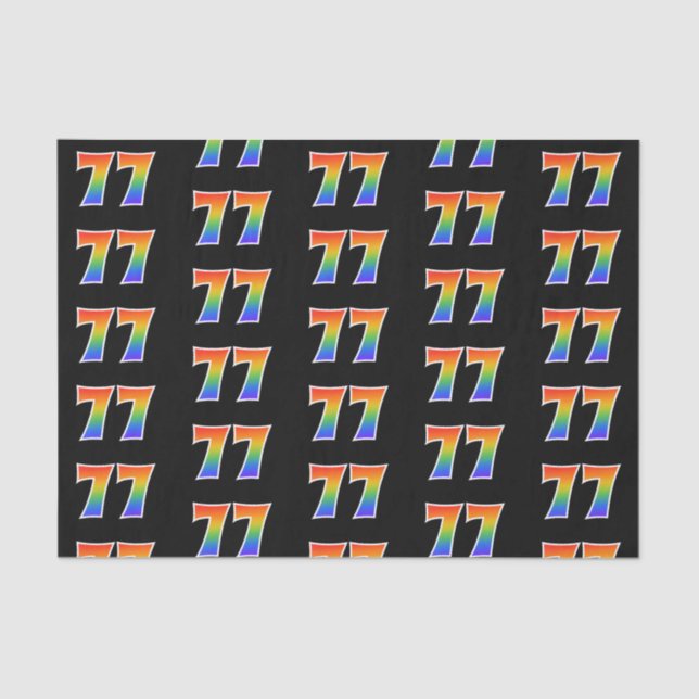 Fun Rainbow Spectrum Pattern "77" Event Number Tissue Paper (Front)