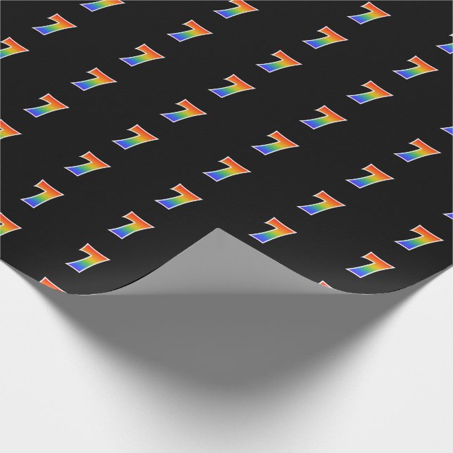 Fun Rainbow Spectrum Pattern "7" Event Number Wrapping Paper (Corner)