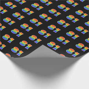 Fun Rainbow Spectrum Pattern "81" Event Number Wrapping Paper