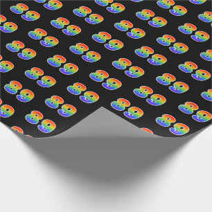Fun Rainbow Spectrum Pattern "89" Event Number Wrapping Paper