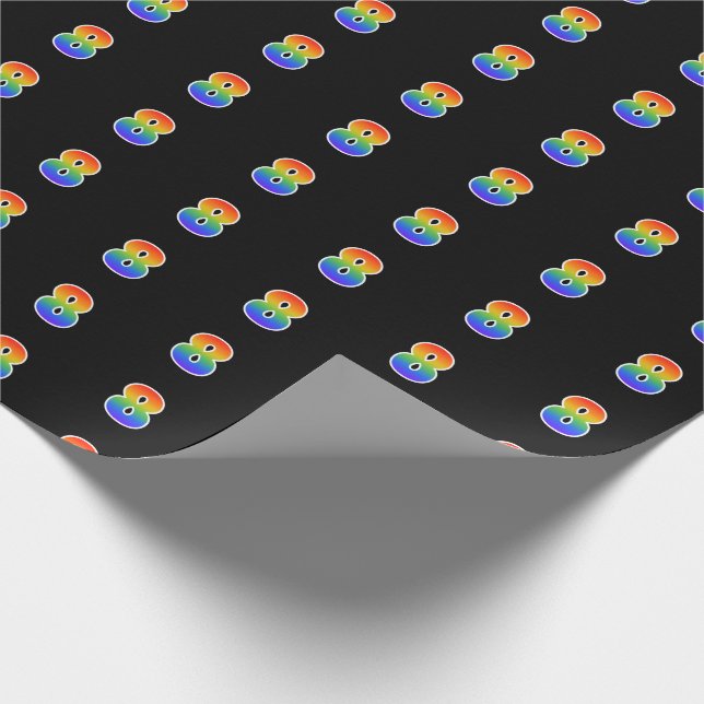 Fun Rainbow Spectrum Pattern "8" Event Number Wrapping Paper (Corner)