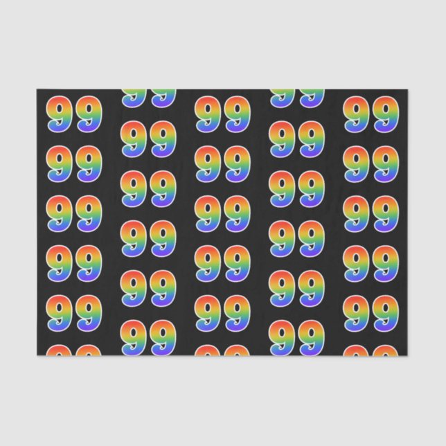 Fun Rainbow Spectrum Pattern "99" Event Number Tissue Paper (Front)