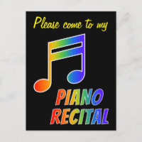 Fun Rainbow Spectrum Piano Recital Invitation