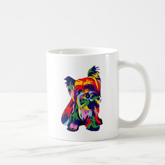 Fun Rainbow Yorkie Coffee Mug (Right)