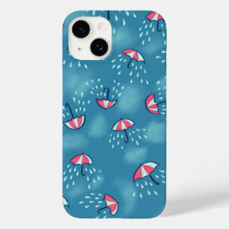 Fun rainy umbrella pattern nature lover Case-Mate iPhone 14 case