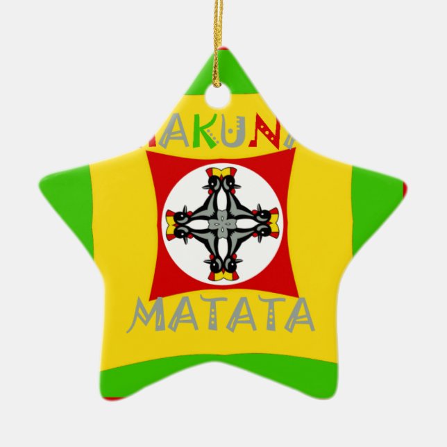 Fun Rasta Colour Red Golden Green Ceramic Tree Decoration (Front)
