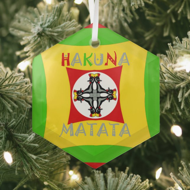 Fun Rasta Colour Red Golden Green Glass Tree Decoration (Insitu)