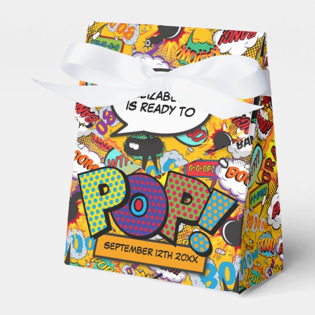 Fun Ready To Pop Comic Book Baby Shower Favour Box (Front Side)