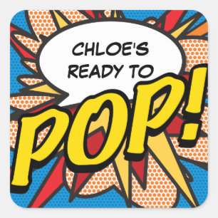 Fun Ready to POP! Comic Book Baby Shower Sprinkle Square Sticker