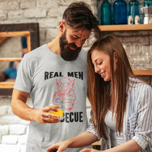 Fun Real Men Smell Like Barbecue Grey-Grey T-Shirt
