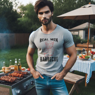 Fun Real Men Smell Like Barbecue Grey-Grey T-Shirt