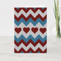Fun Red and Blue Hearts Chevron Pattern