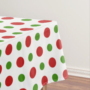 Fun red and green Christmas Polka Dots Tablecloth