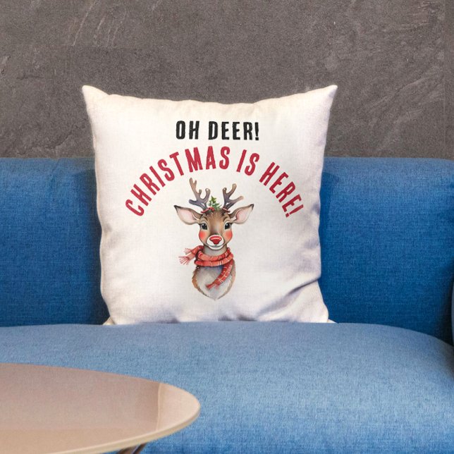 Fun Red And White Christmas Rudolph Reindeer Paint Cushion (Creator Uploaded)