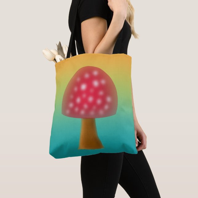 Fun Red and White Mushroom Art  Tote Bag (Close Up)