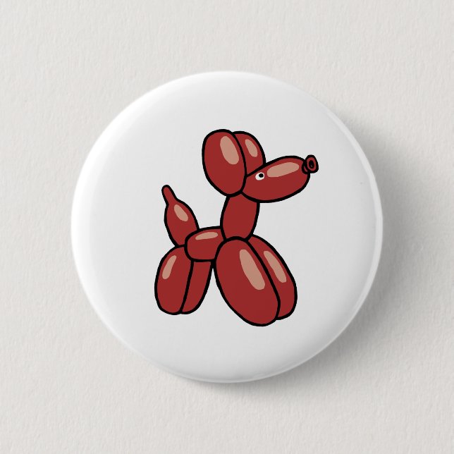Fun, red balloon dog design 6 cm round badge (Front)
