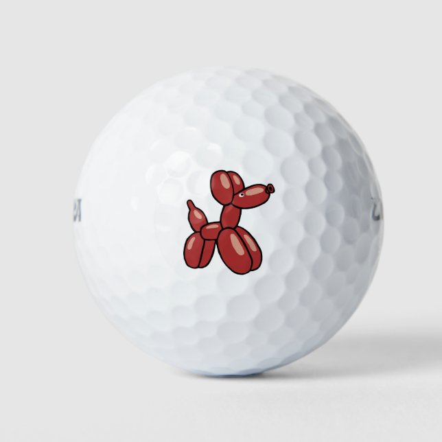 Fun, red balloon dog design golf balls (Front)