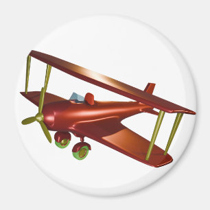 Fun Red Bi-plane Aviation Aerospace Flight Magnet