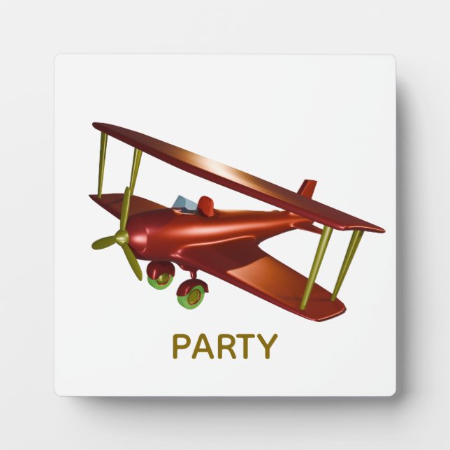Fun Red Bi-plane Aviation Aerospace Flight Plaque (Front)