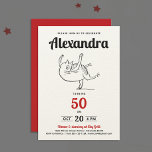 Fun Red Black White Cat Dance 50th Birthday Sketch Invitation<br><div class="desc">Invite guests to your event with this humorous50th birthday party invitation, featuring a unique design of a vintage black-and-white cartoon cat sketch dancing, drawn by Edward Lear, set against a simple white background. The back of the card is a stylish red. The text is fully customisable, allowing you to personalise...</div>