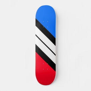 Fun Red Blue Black White Diagonal Racing Stripe Skateboard