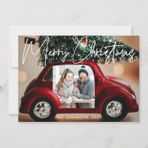 Fun Red Car Merry Christmas Photo Card