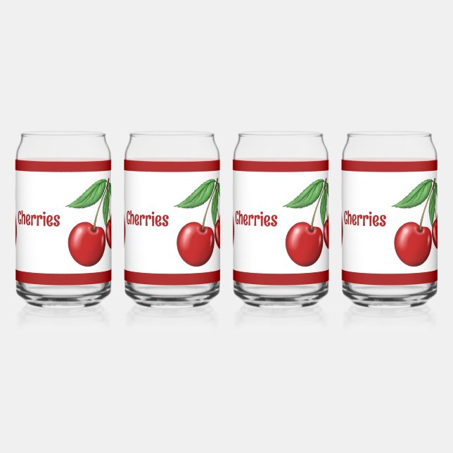Fun Red Cherries Personalised Can Glass (Left)