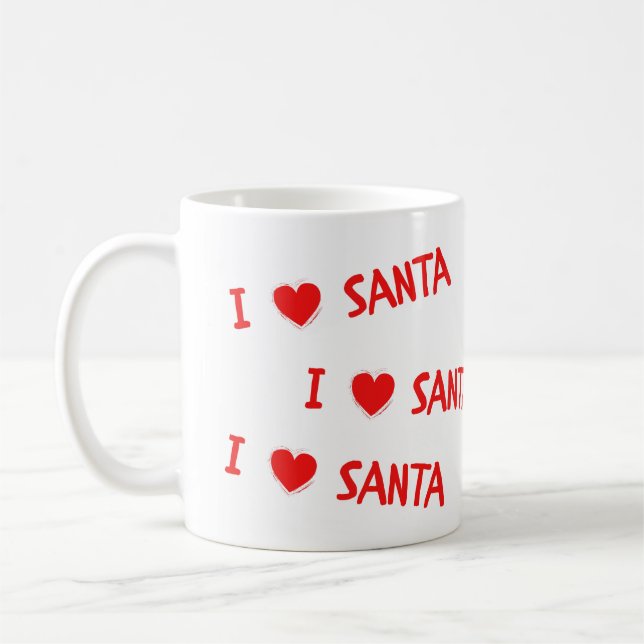 Fun Red Christmas I Love Santa Heart Coffee Mug (Left)