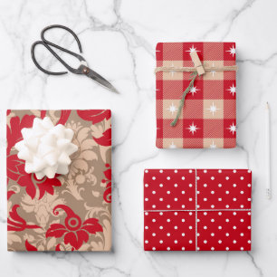 Fun Red Christmas Mix  Wrapping Paper Sheet