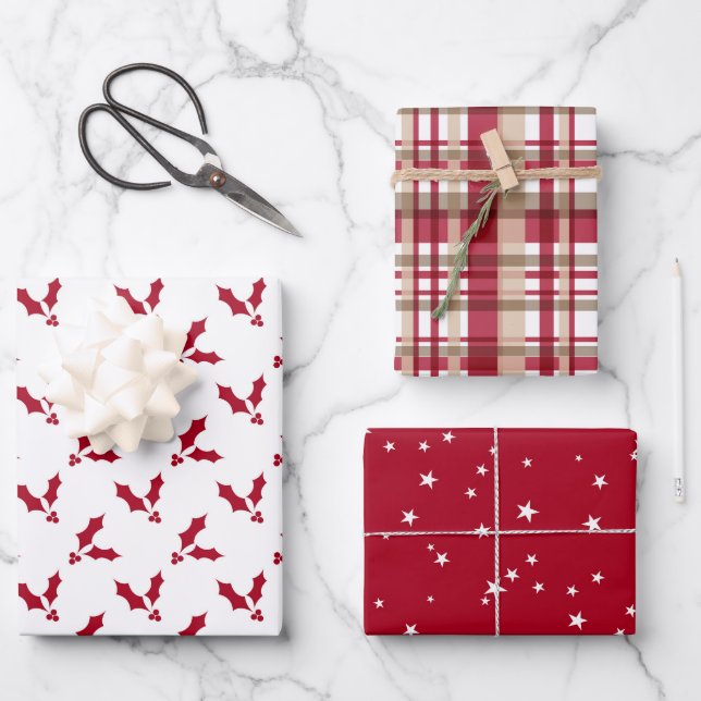 Fun Red Christmas Mix  Wrapping Paper Sheet (Front)