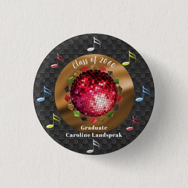 Fun Red Disco Ball Graduation Fun 3 Cm Round Badge (Front)