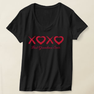 Fun red distressed XOXO love kisses Best Grandma T-Shirt