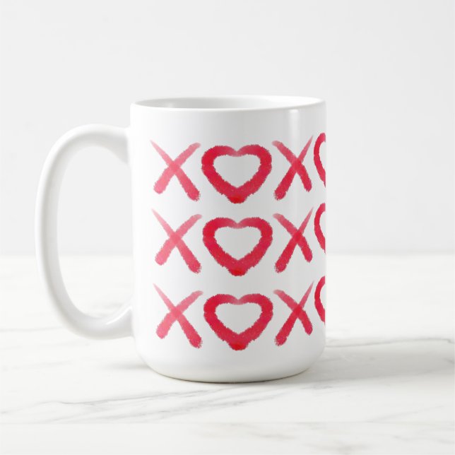 Fun red distressed XOXO love kisses Coffee Mug (Left)