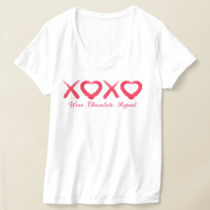 Fun red distressed XOXO love kisses wine chocolate T-Shirt