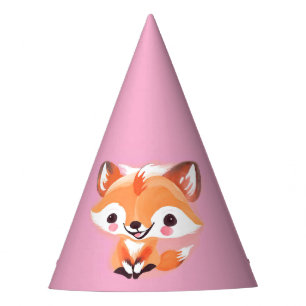 Fun red Fox Face safari Wild jungle Birthday Party Hat