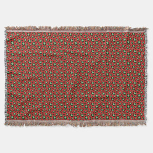 Fun Red Green Christmas Leopard Print Throw Blanket
