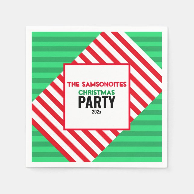 Fun Red & Green Christmas Party Custom Napkin (Front)