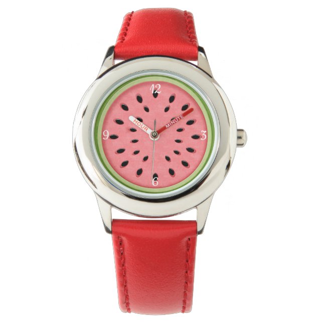 Fun Red Green Watermelon Slice Watch (Front)