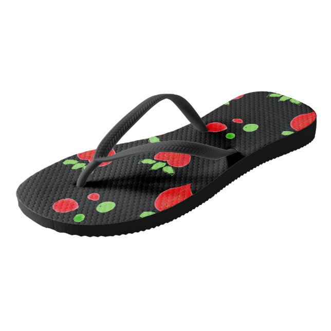 Fun Red Hearts Flip Flops (Angled)