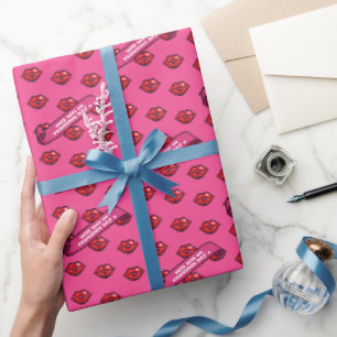 Fun Red Lips With Love On Valentine's Day Pattern Wrapping Paper