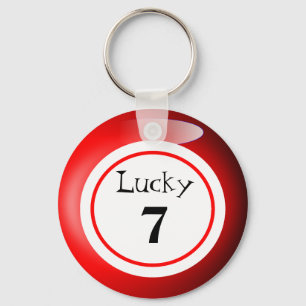Fun Red Lucky Number Bingo Ball Theme Key Ring
