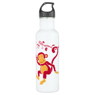 Fun red monkey kids personalised 710 ml water bottle