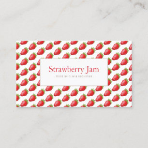 Fun Red Realistic Strawberry Pattern Business Card