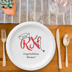 Fun red RN graduation party decor Paper Plate