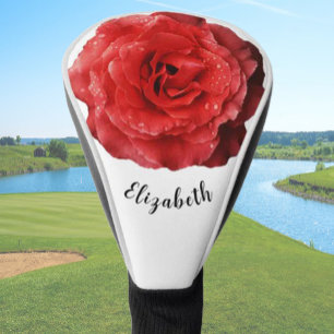 Fun red rose flower custom name ladies golf head cover
