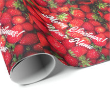 Fun red strawberry custom Christmas wrapping paper