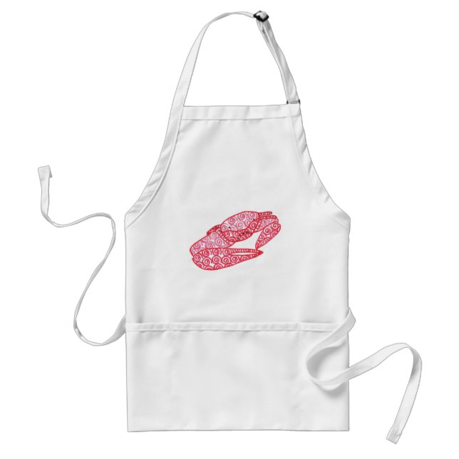Fun Red Swirls Abstract Crab Aprons (Front)