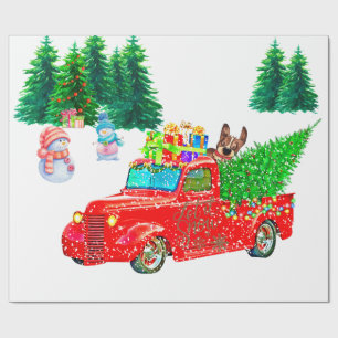 Fun Red Truck Snowmen, Dog Christmas Wrapping Paper